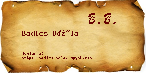 Badics Béla névjegykártya